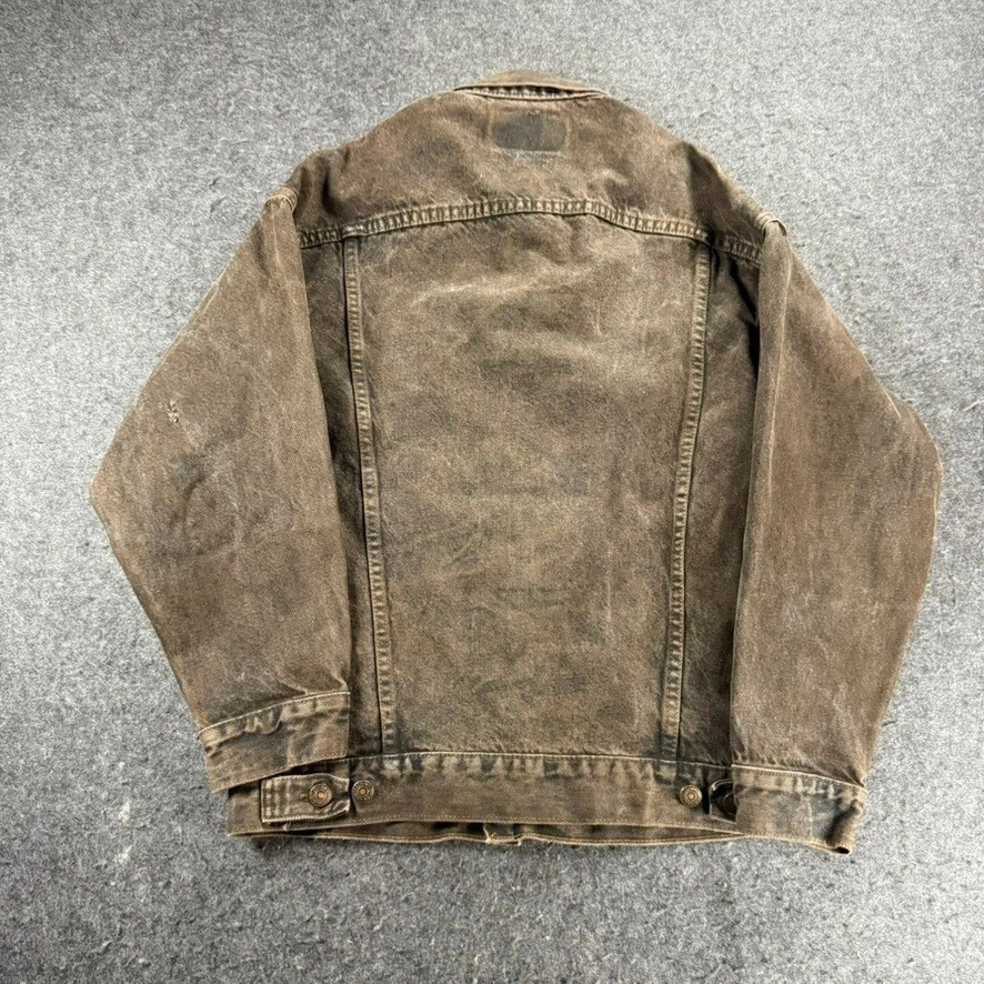 Chaqueta de Camionero Levi's 70507-0281 De Colección Marrón Desteñida Envejecida Hecha en EE. UU. PEQUEÑA Foto 4 de 4