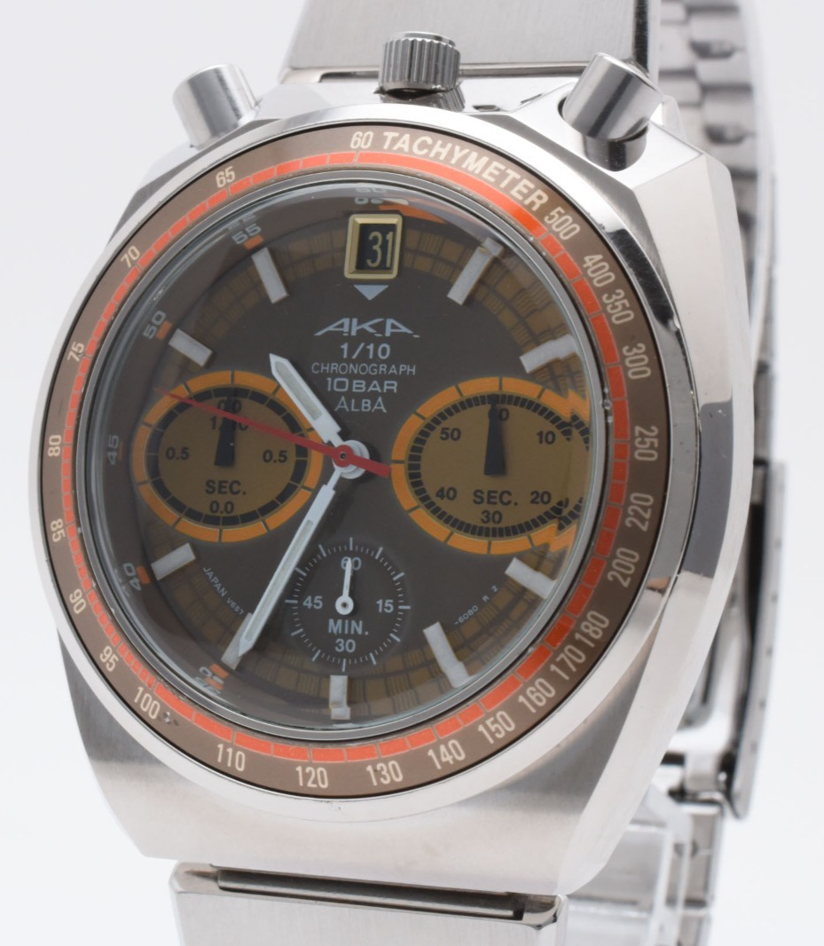 SEIKO ALBA Bullhead V657-6060 Brown Quartz Mens Vintage Watch from Japan