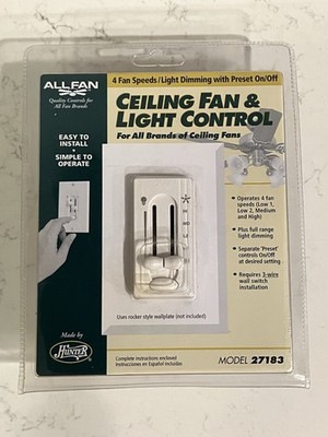 Hunter 4-Speed Ceiling Fan/Light Control 27183 Preset Dual-Slide On/Off Switch