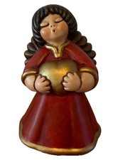THUN Angelo con Cuore Statua Decorativa in Ceramica Rosso 10 cm Natale