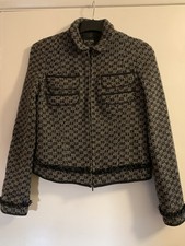 Kate Moss Topshop short boucle tweed jacket UK 14 VGC metallic retro black