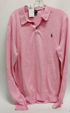 NWT Polo Ralph Lauren Pink Light Weight Collared Sweater Men's Large NEW Preppy