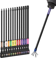 13Pcs Torx Screwdriver Bits Set, 6”Double Impact Magnetic S2 Steel Long Extensio