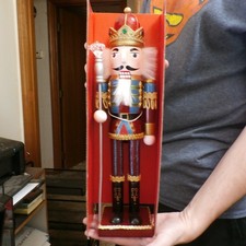 Kurt Adler 15" Wooden Nutcracker NIB w/crown and staff