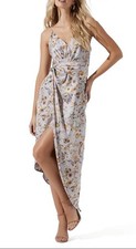 NWT ASTR The Label Giselle Floral Side Ruched Midi Dress In Lilac Size Large