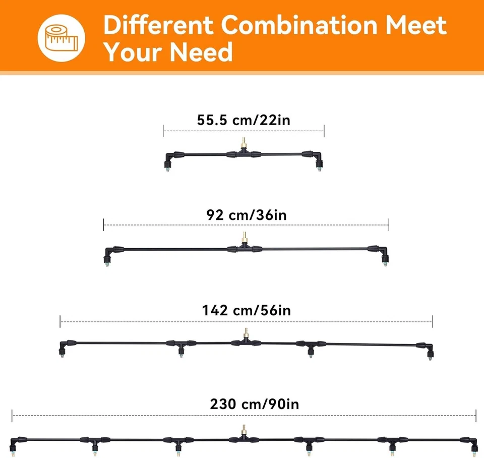 Varita de pluma de polietileno de 6 boquillas con montaje de latón de 3/8", pluma pulverizadora de ATV de 7,5 pies... Foto 2 de 4
