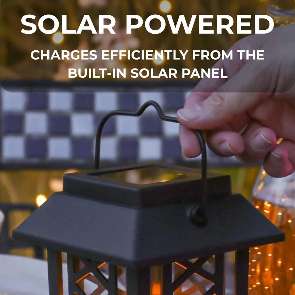 17.5cm Outdoor Solar Flameless Flickering LED Hanging Candle Lantern Garden Lamp - Image 4 of 4