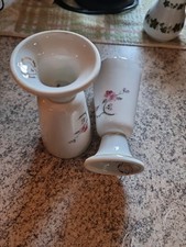 Tra. France Vase, Becher Porzellan weiss mit Muster, Goldrand, Vintage, CD FR.