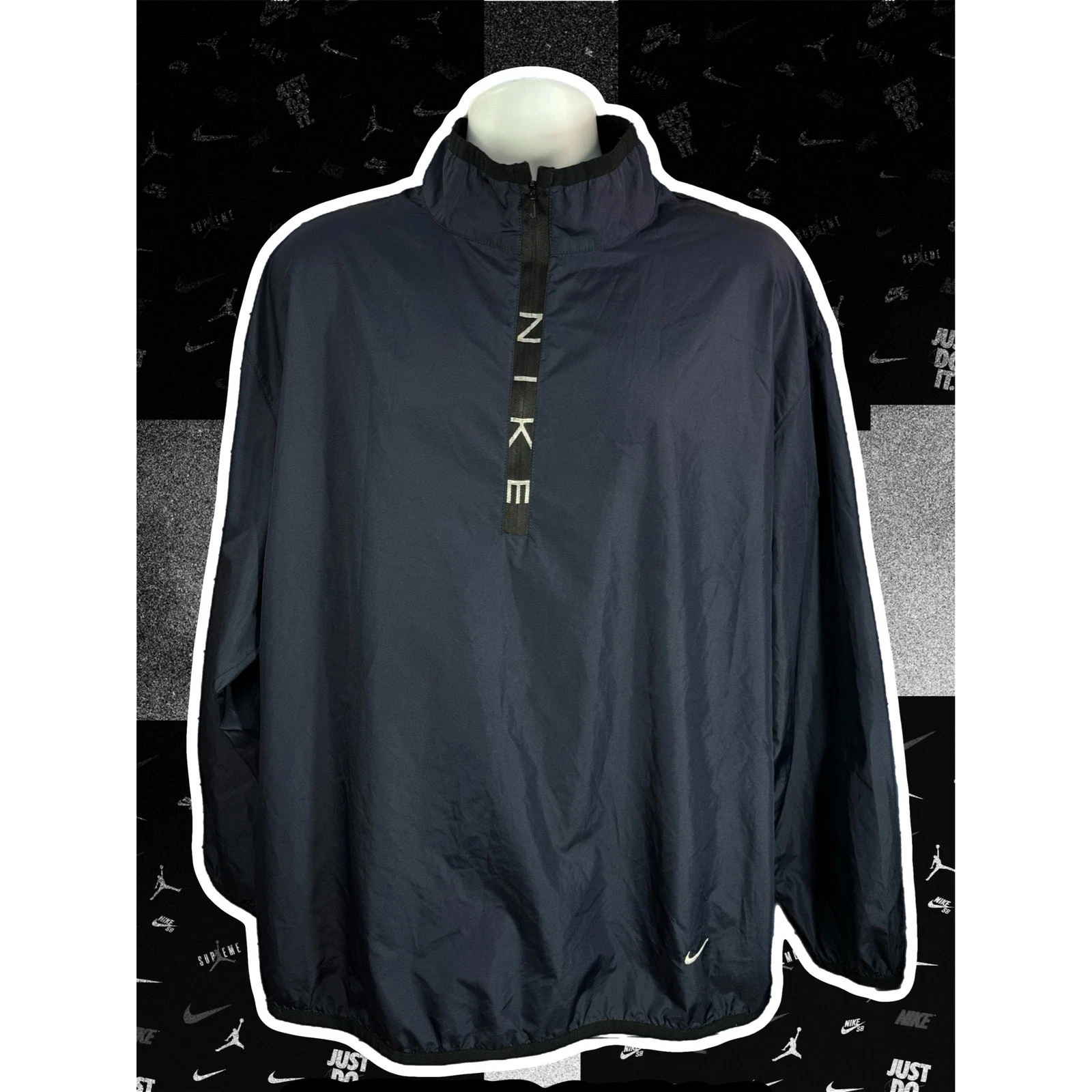 Vintage Nike Blue Pullover 1/4 Zip Long Sleeve Jacket Size XL