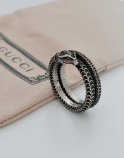 GUCCI Pre-own Snake Ring 925 Silver Serpent Wrap Band US 9 Luxury Designer Italy