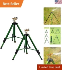Effortless Lawn Irrigation: 2 Pack Heavy Duty Brass Sprinklers with Tripod Base