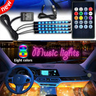 4Pcs Car Usb 36 Led Rgb Lights Strip Interior Atmosphere Neon Lamp + Ir Remote