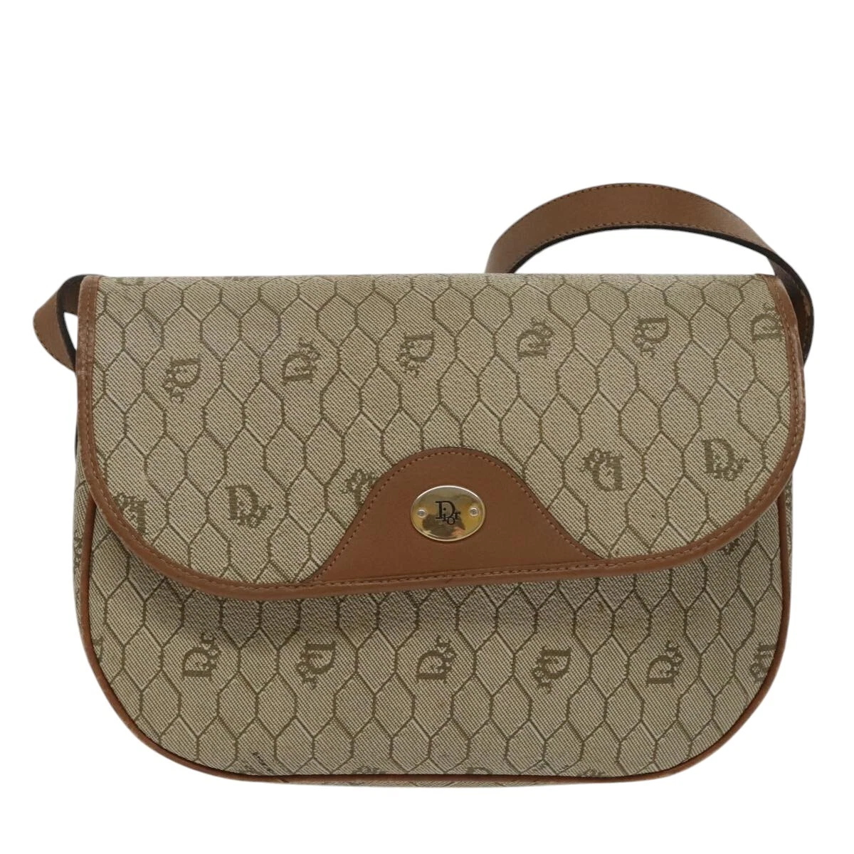Sac à bandoulière Dior en toile beige nid d'abeille authentique