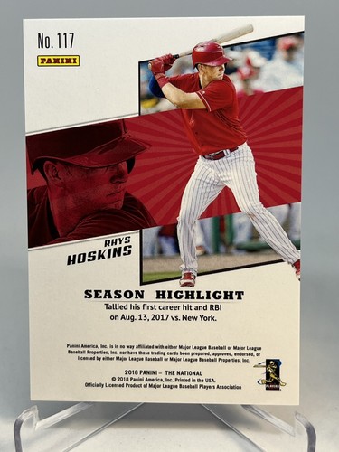 2018 Panini The National Rhys Hoskins fourrure magnétique /99 #117 - Photo 2/2