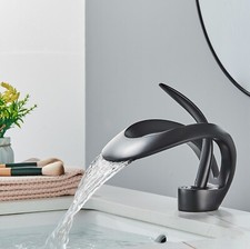 Black Waterfall Single Handle/Hole Bathroom Sink Faucet Basin Vanity Mixer Tap