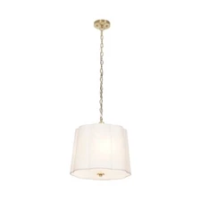 Alsy Jolie 60-Watt 3-Light Brushed Brass Gold Shaded Pendant Light 