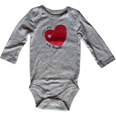 EUC Carter's Valentine's Day ''Little One Big Heart'' Bodysuit, Size 6 Months