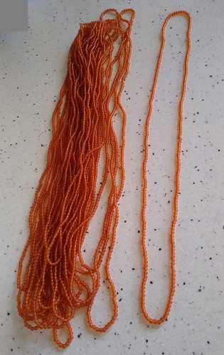 Set of 18 Orange Beaded Necklaces, 18", Garland/Crafts/Jewelry Making/Decorating