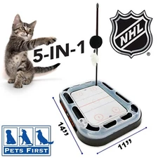 Pets First NHL Hockey Field Cat Scratcher Toy with Catnip & Plush Feather Wand