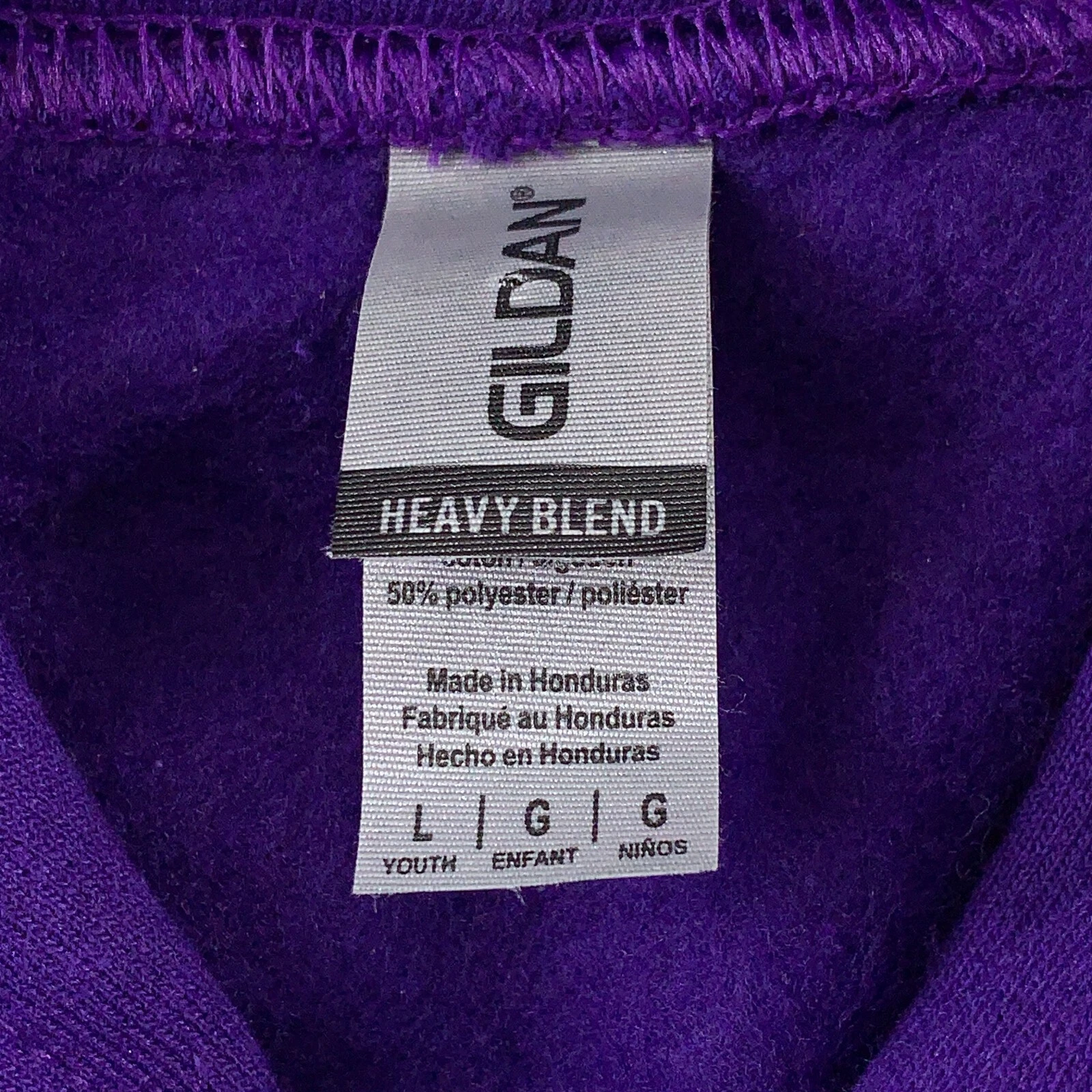 VETEMENTS Felpa con cappuccio pullover in pile viola Gildan misto pesante gioventù taglia large nuova