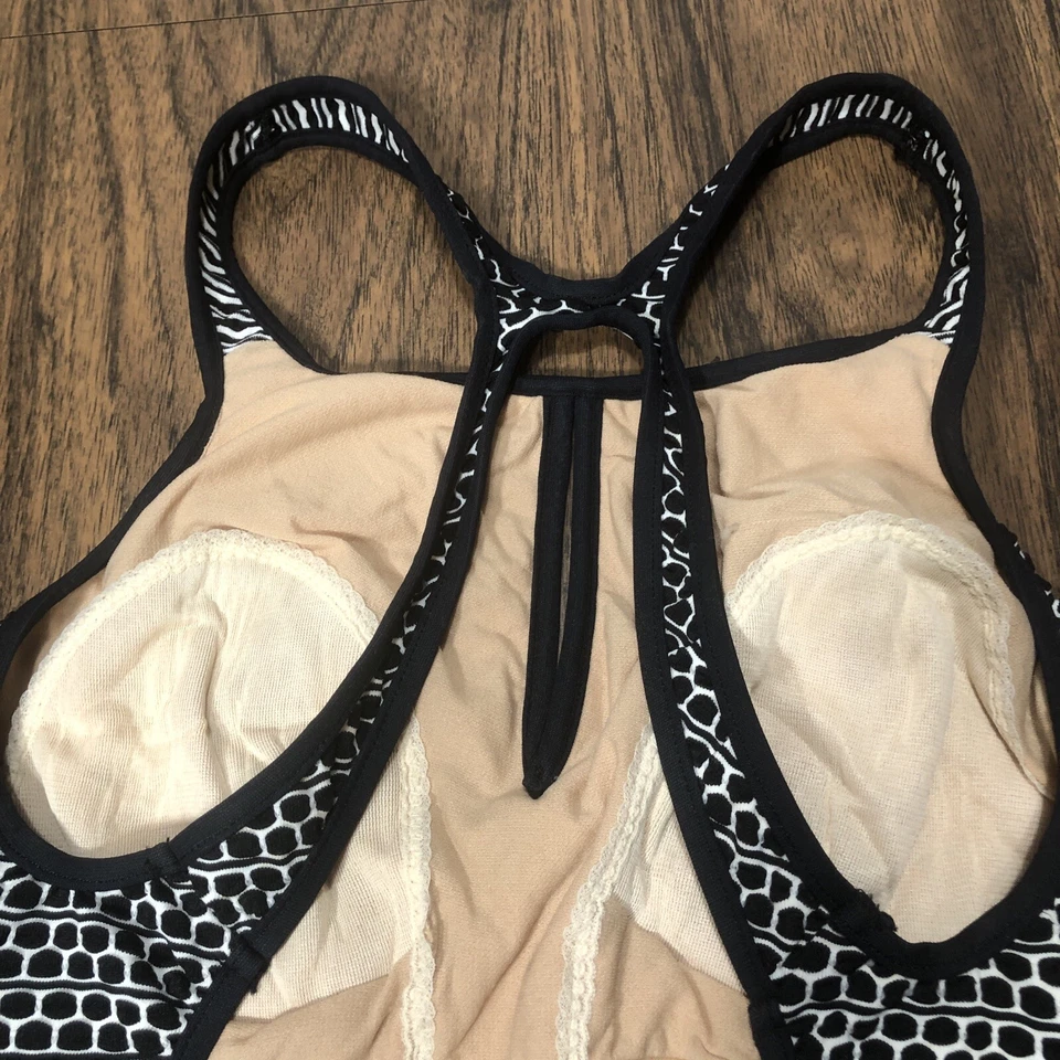 Traje de baño vintage JAG de una pieza talla 14 jacquard texturizado geométrico hecho en EE. UU. B&W Foto 4 de 4