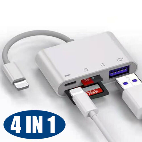 4w1 USB na czytnik kart Adapter USB Kamera SD Gniazdo pamięci do iPhone iPad - Zdjęcie 1 z 12