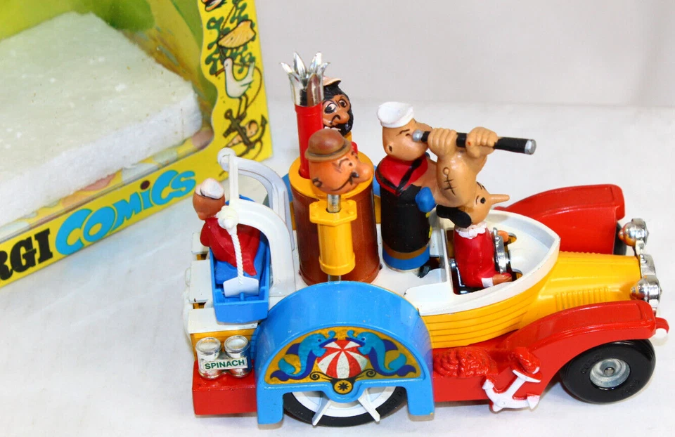 Corgi Comics Popeye Paddle Wagon MINT Die Cast Toy 1967 Original Box some wear - Image 4 of 4