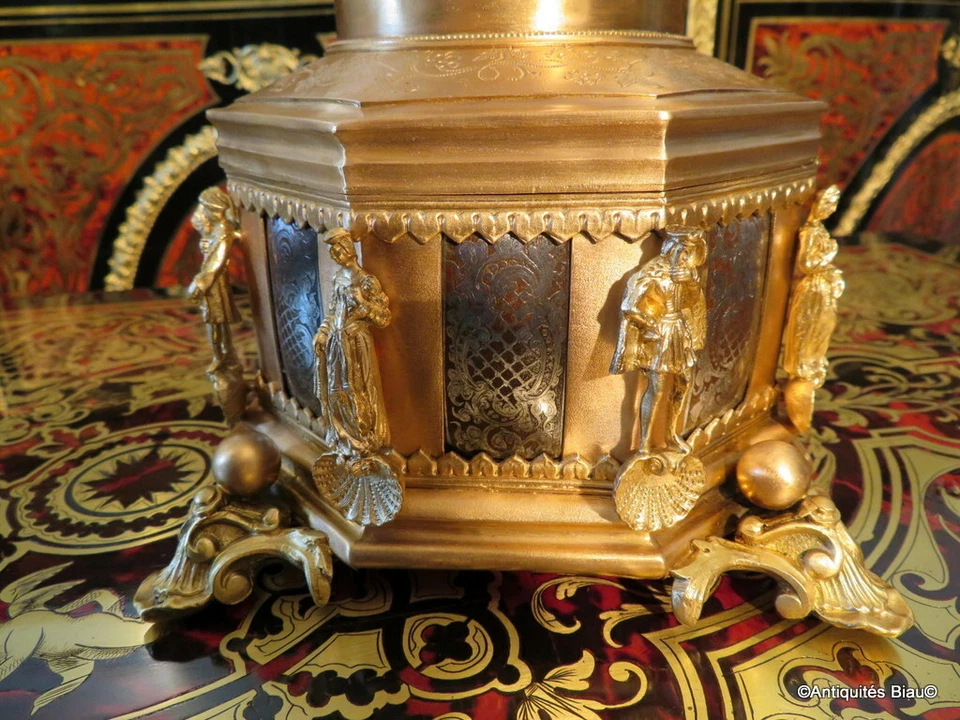青铜黄铜珠宝盒 Boulle 镶嵌 19 世纪拿破仑三世时期 — 第 4/4 张图片