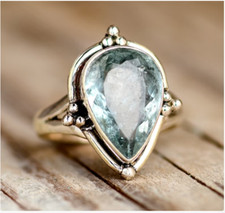 925 Sterling Silver Blue topaz Ring Statement Solid Handmade Ring