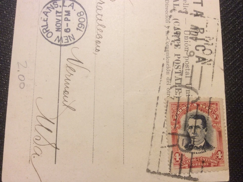 Postal vintage de Costa Rica con sello de cuatro centimos difícil de encontrar Foto 4 de 4
