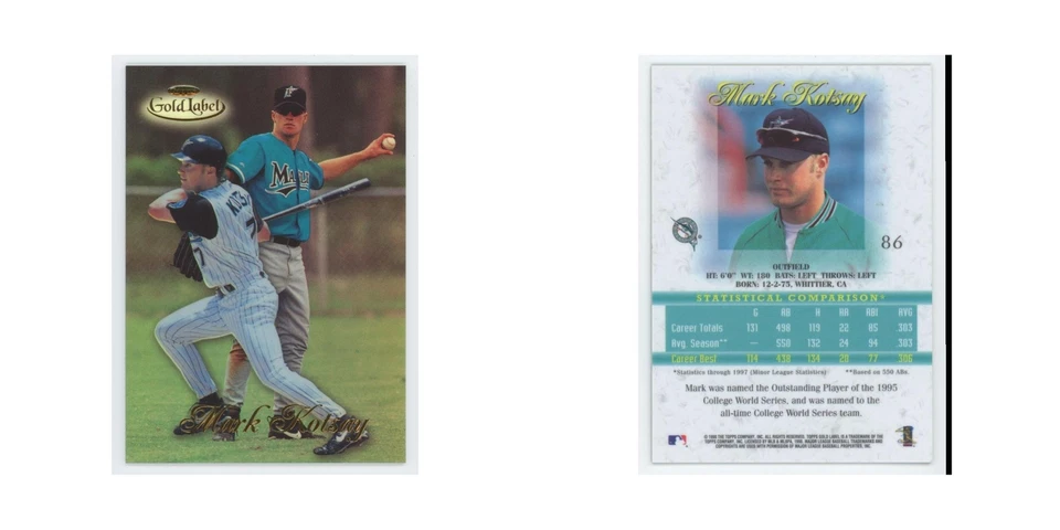 1998 Topps Gold Label Mark Kotsay Florida Marlins #86 - Image 3 of 3