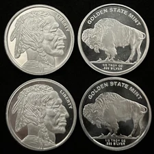 2 x BUFFALO Round 1/2 oz .999 Fine Silver