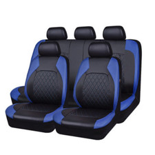 49pc Car Seat Cover Car Accessories Pu Leather Full Set Cushion Protector Black