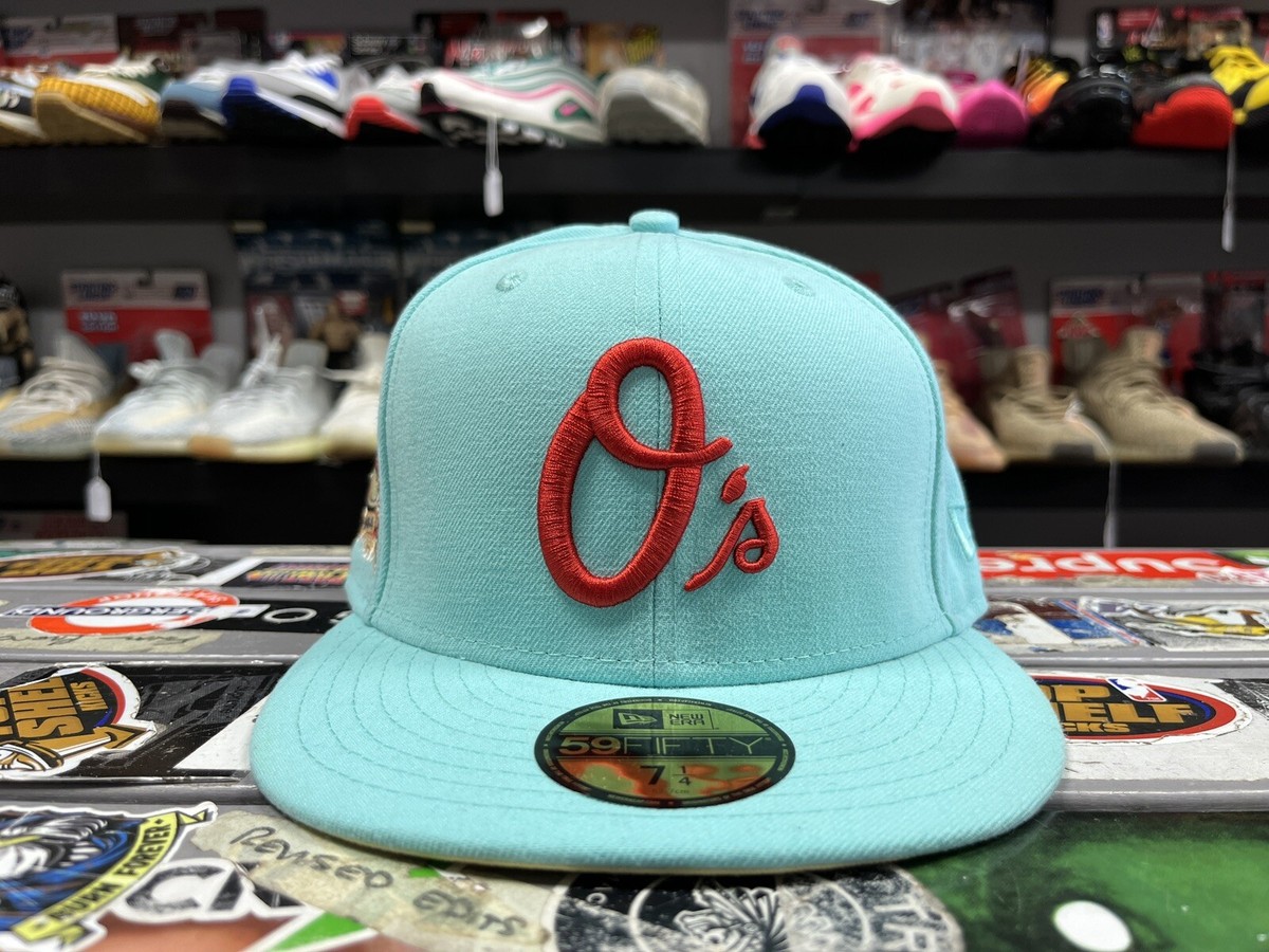 New Era Baltimore Orioles Baby Blue Fitted Hat Size 7 1/4 Used
