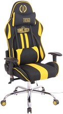Bürostuhl mit Heizfunktion Stoffbezug schwarz/gelb Gaming Stuhl Gamer Zocker