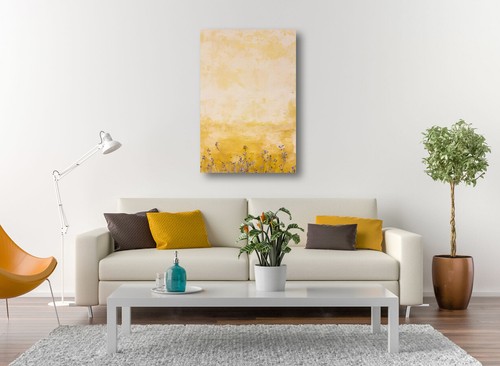 YELLOW VIBES 25- FRAMED CANVAS WALL ART PICTURE PAPER PRINT- WALL FLOWERS - Picture 6 of 17