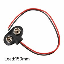 9V Battery Connector Clip Snap On Wire Leads Holder T Style PP3 Black