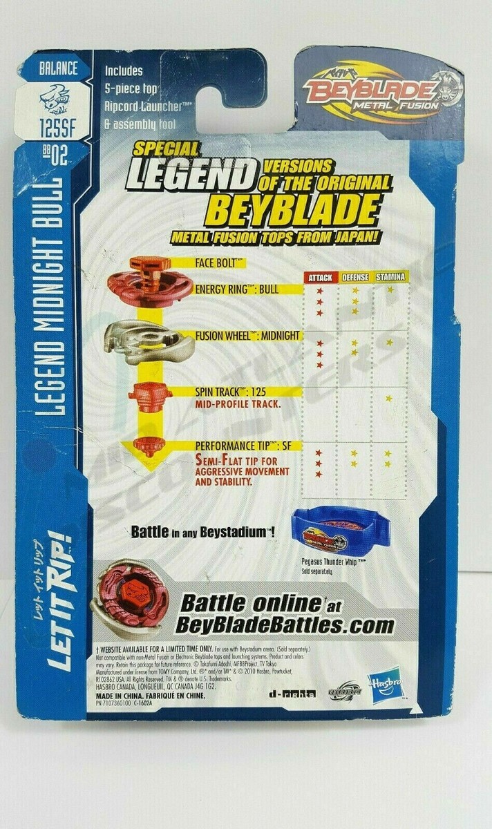 Hasbro Beyblade Metal Fusion Legend Midnight Bull 125SF BB-02