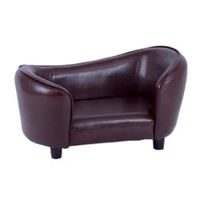Small Pet Sofa Synthetic Leather 18" X 12" Seat Chocolate Brown
