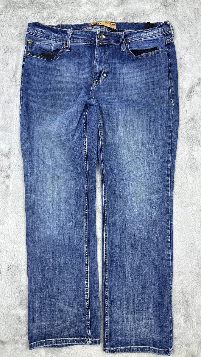 Seven7 Jeans Mens 36x32 Blue Straight Leg Distressed Cowboy