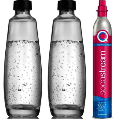 SodaStream CQC Reservezylinder für 60 Liter inkl. 2x 1 Liter DUO Glasflaschen