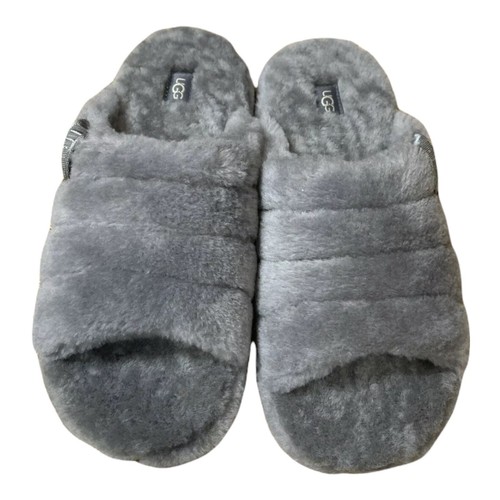 UGG Fluff You Slides 1117473 Sandals Slippers Grey Lamb Fur Men's Sz 9 NEW - Picture 5 of 6