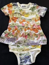 Molo EUC/NWOT? Frannie Rainbow Bloom Skirted Cotton Knit Bodyshirt-9Mos