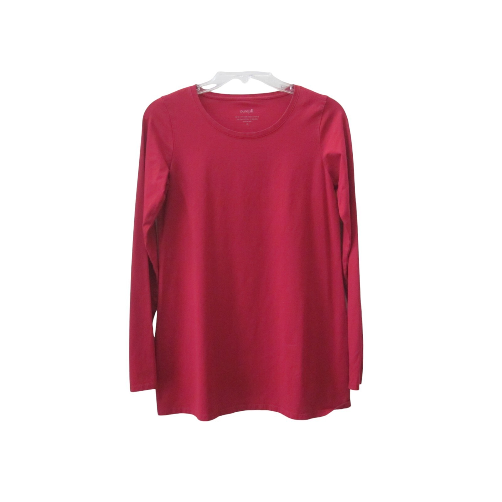PURE J JILL Dark Red Long Sleeve Stretch Cotton Tee Shirt Top Sz XS