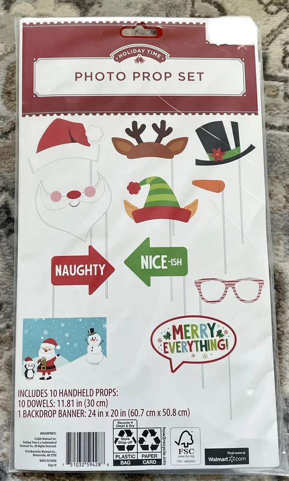 Juego de utilería fotográfica Navidad 10 accesorios 1 telón de fondo vacaciones oficina fiesta Santa Elfo Foto 3 de 4