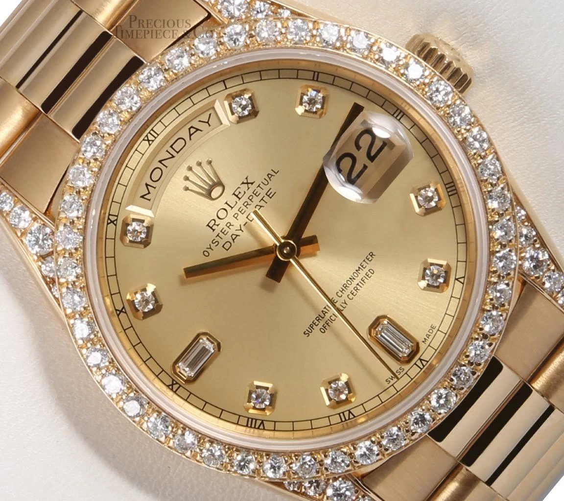 Rolex presidential day date diamond bezel sale