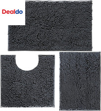Bathroom Rugs Set Non Slip 3 Piece Bath Mat Washable Chenille Bath Rugs with PVC