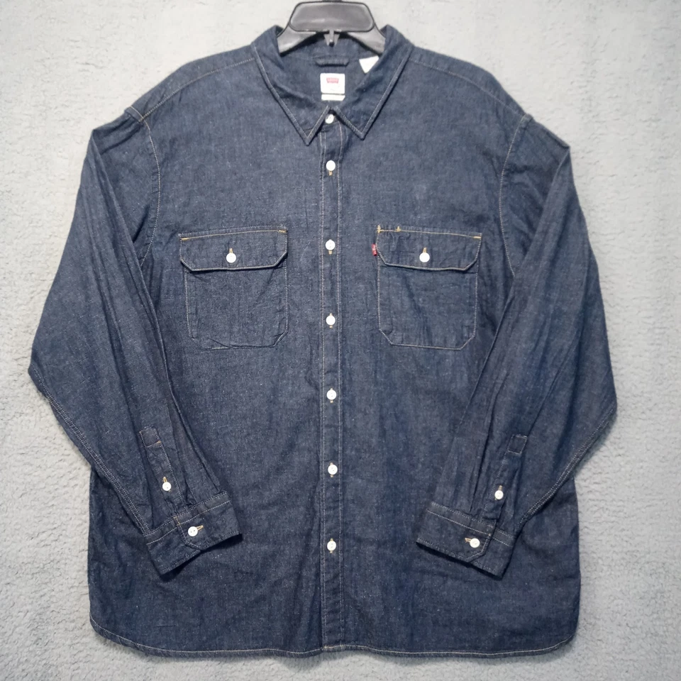 Levis Shirt Mens Loose Fit Denim Button Up 2XL XXL Hemp Workwear Western Cowboy - Image 2 of 4