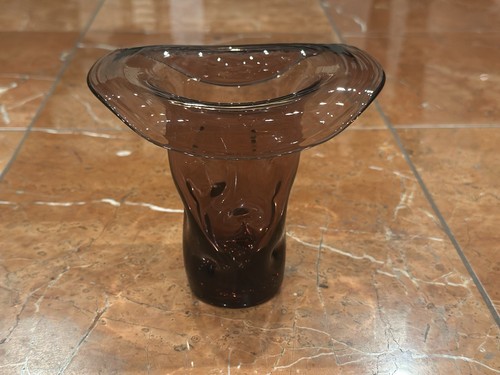 BLENKO AMETHYST PURPLE DIMPLED VINTAGE 5" HAT VASE MID CENTURY MODERN EUC