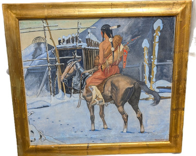 1930 Kunststudie Indianer Indianer zu Pferd THOMAS B. LINDSAY (20. JAHRHUNDERT)